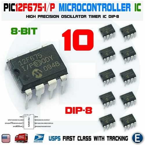10pcs pic12f675 microchip - 10pcs, pic12f675-i/p